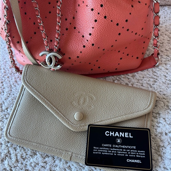 Chanel Pink Perforated Leather Shoulder Bag - Picture 9 of 12